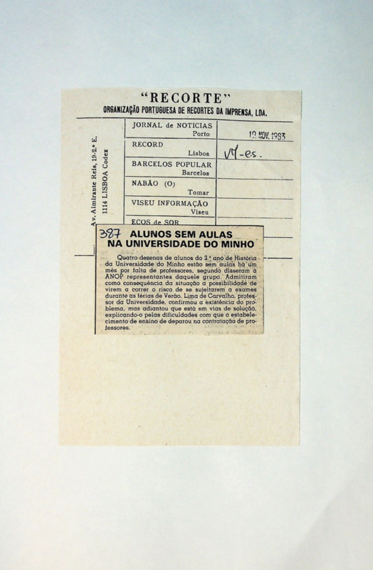  Alunos sem aulas na Universidade do Minho 