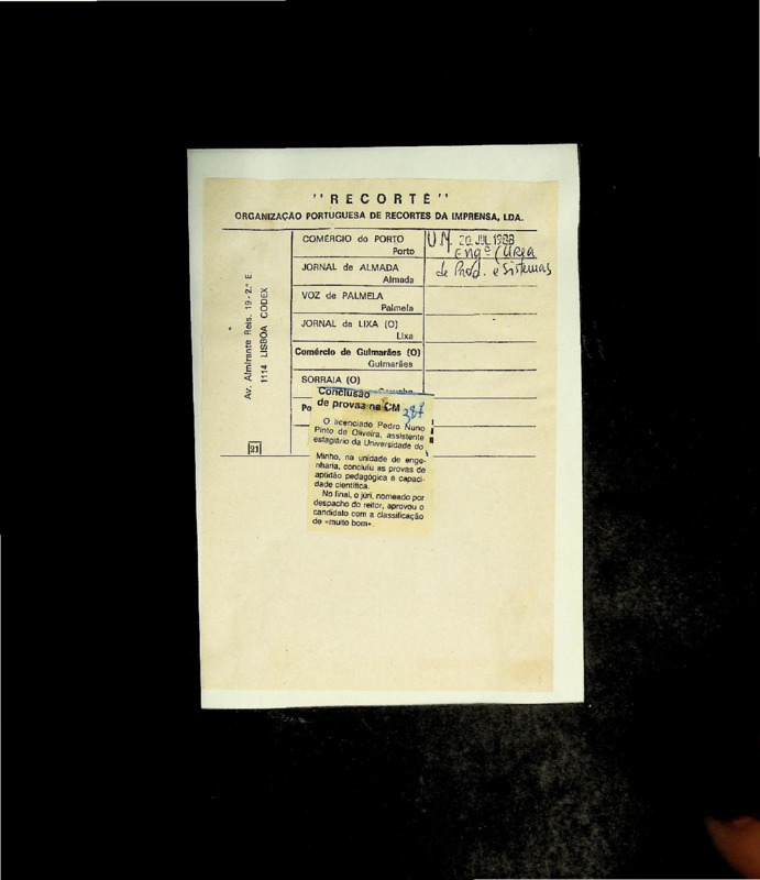  Conclusão de provas na UM 