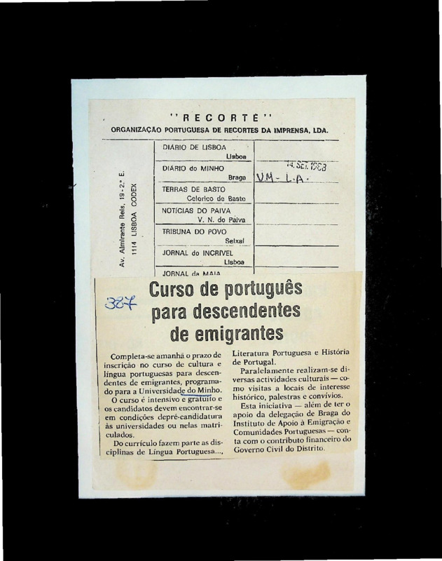  Curso de português para descendentes de emigrantes 