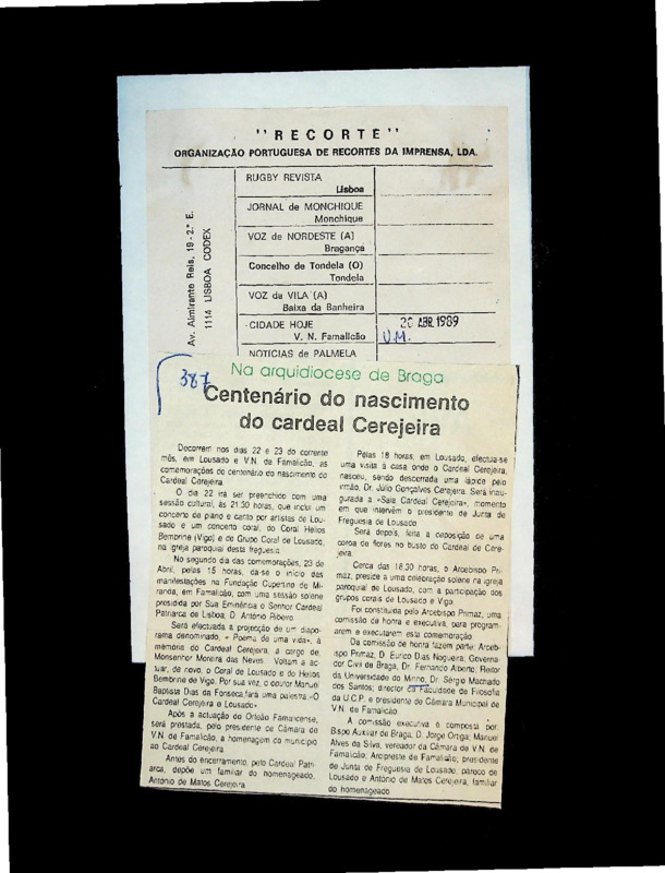  Na Arquidiocese de Braga: centenário do nascimento do cardeal cerejeira 