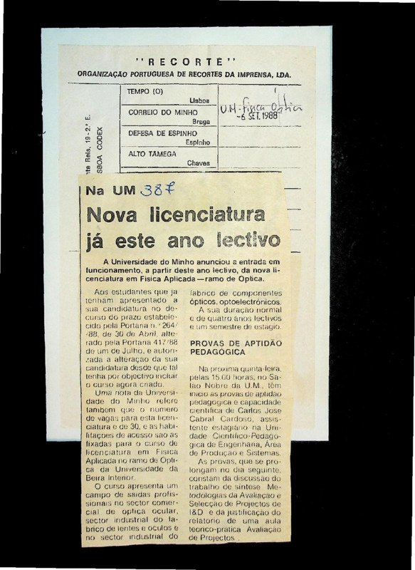  Nova licenciatura já este ano lectivo 