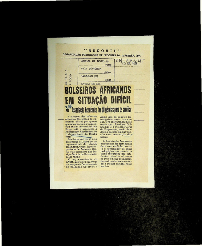  Bolseiros africanos em situação difícil: Associação Académica faz diligências para os auxiliar 
