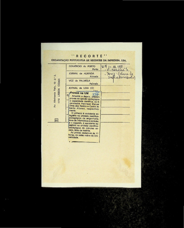  Provas na UM 