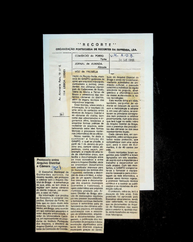  Protocolo entre Arquivo Distrital e Câmara 