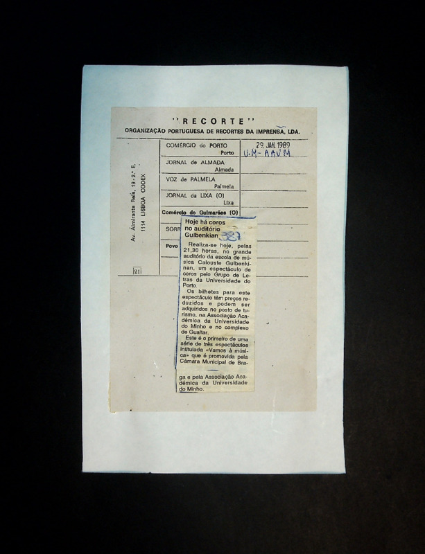  Hoje há coros no auditório Gulbenkian 