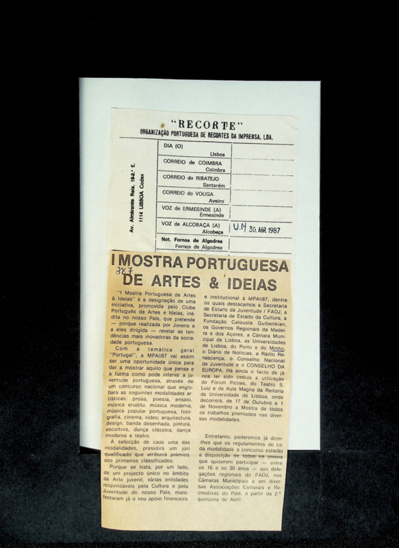  I Mostra Portuguesa de Artes & Ideias 