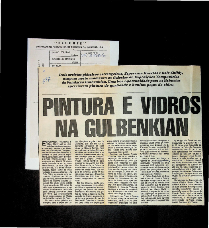  Pintura e vidros na Gulbenkian 