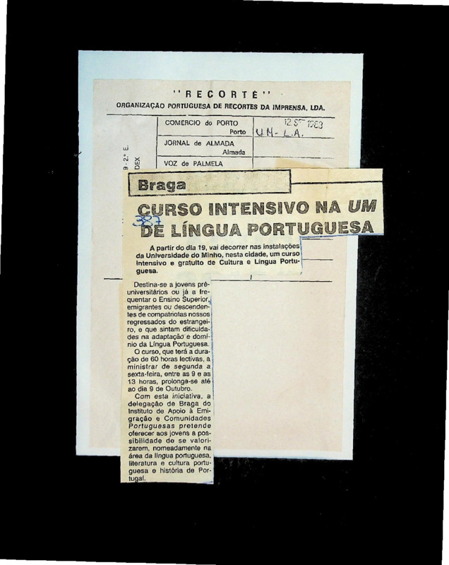  Curso intensivo na UM de Língua Portuguesa 