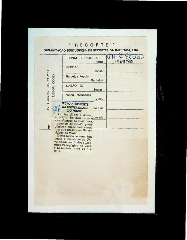  Novo Assistente na Universidade do Minho 