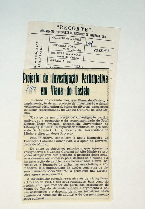 Projecto de Investigação Participativa em Viana do Castelo 