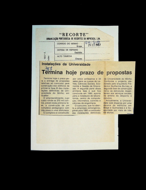  Termina hoje prazo de propostas 