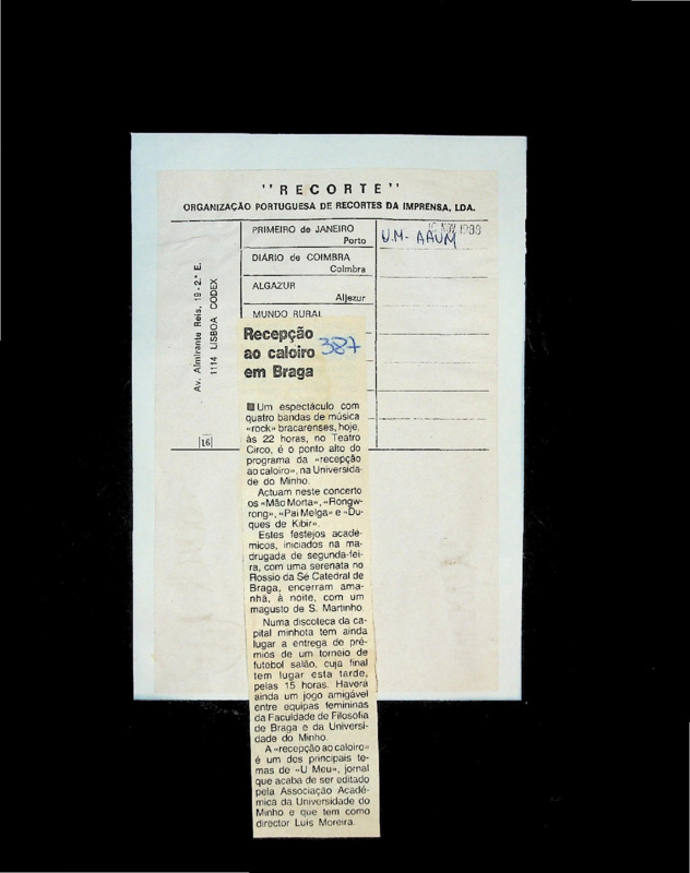  Recepção ao caloiro em Braga 