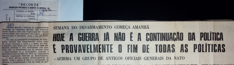  Semana do Desarmamento começa amanhã - Hoje a Guerra já não é a continuação da política e provavelmente o fim de todas as políticas - afirma um grupo de antigos oficiais generais da NATO. 