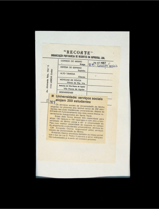  Universidade: Serviços Sociais alojam 250 estudantes 