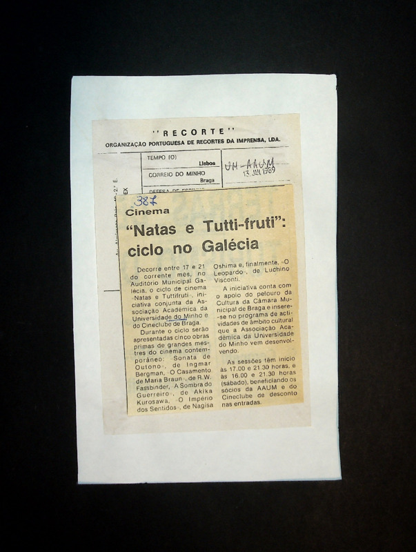  “Natas e Tutti-fruti”: ciclo no Galécia 