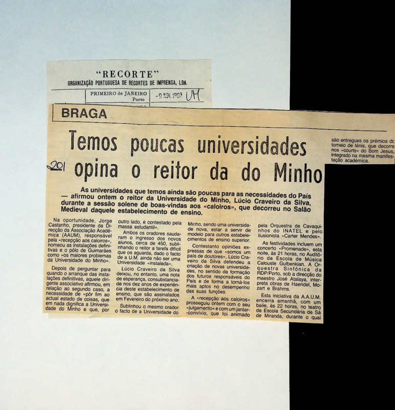  Temos poucas universidades, opina o reitor da Universidade do Minho 