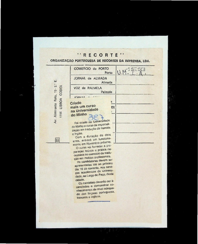 Criado mais um curso na Universidade do Minho 