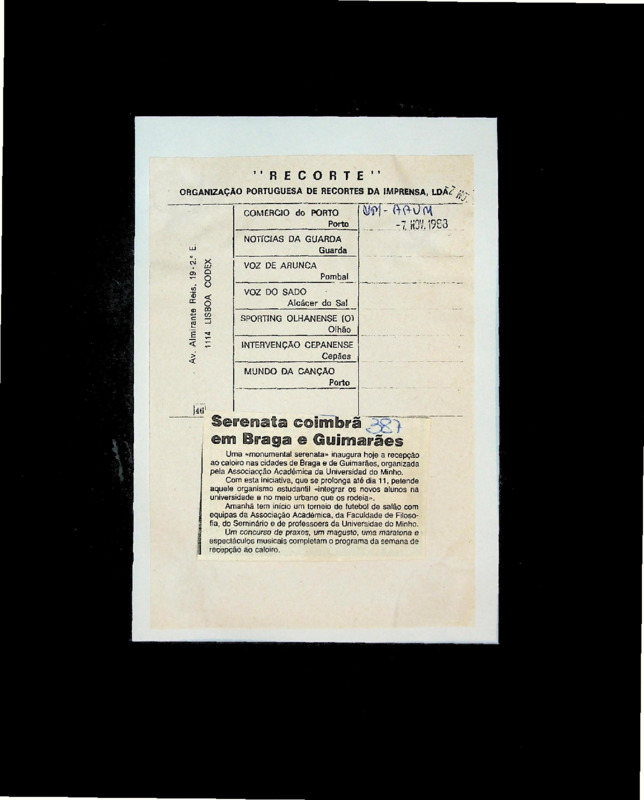 Serenata coimbrã em Braga e Guimarães 