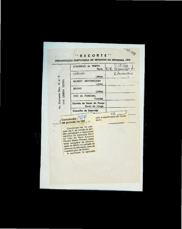  Conclusão de provas na UM 