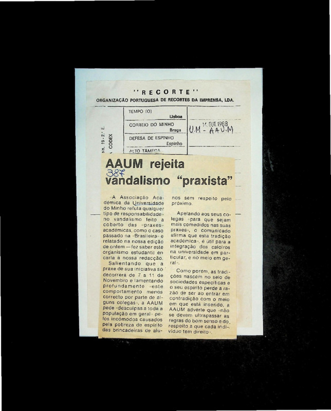  AAUM rejeita vandalismo “praxista” 