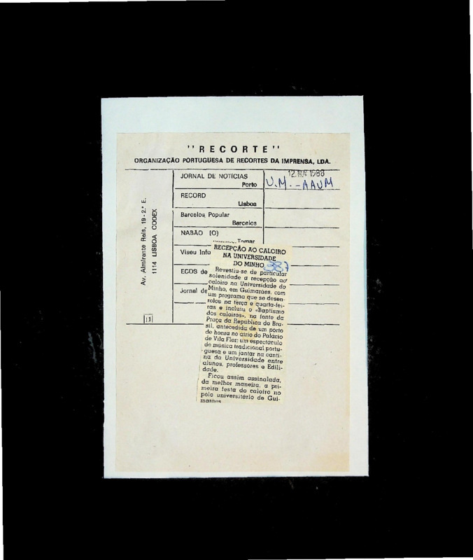  Recepção ao caloiro na Universidade do Minho 