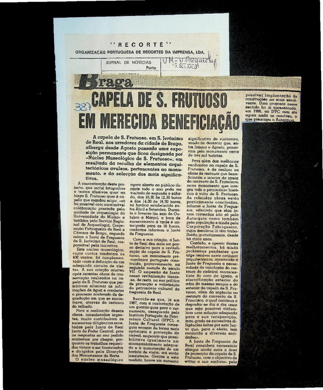  A capela de S. Frutuoso em merecida beneficiação 