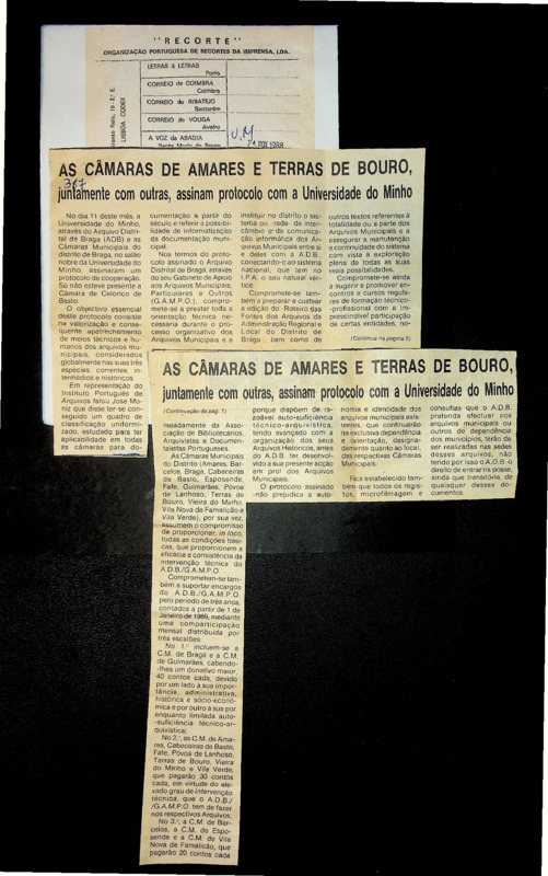  As câmaras de Amares e Terras de Bouro, juntamente com outras, assinam protocolo com a Universidade do Minho 