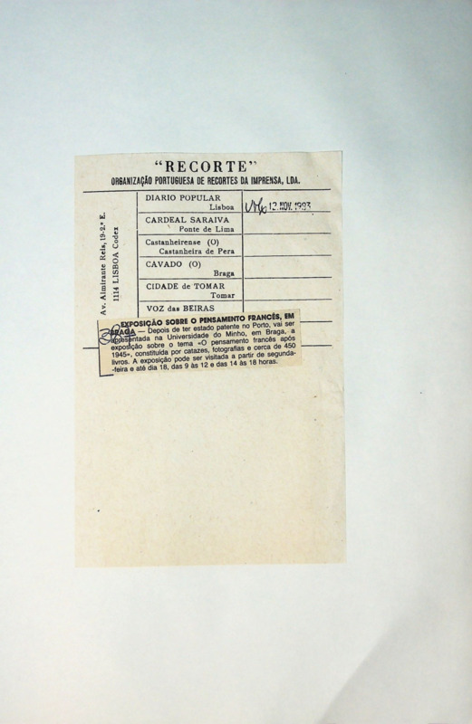  Exposição sobre o pensamento francês em Braga 