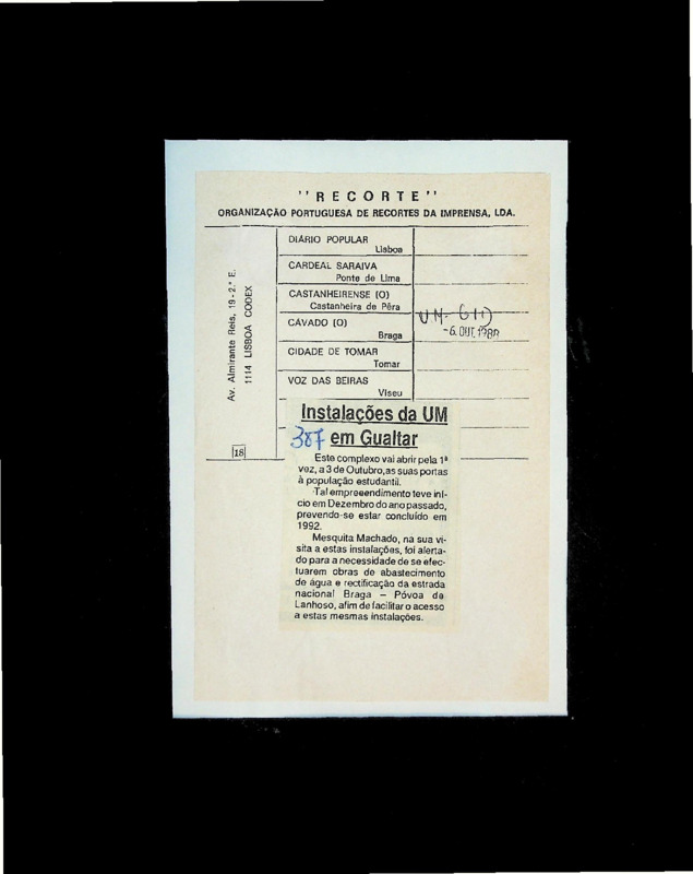  Instalações da UM em Gualtar 