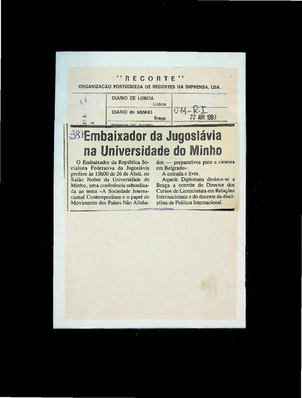  Embaixador da Jugoslávia na Universidade do Minho 