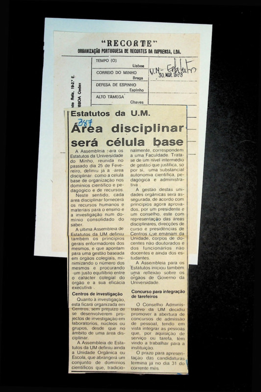  Estatutos da U. M.: área disciplinar será célula base 