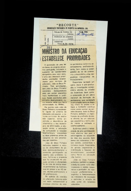  Ministro da Educação estabelece prioridades 
