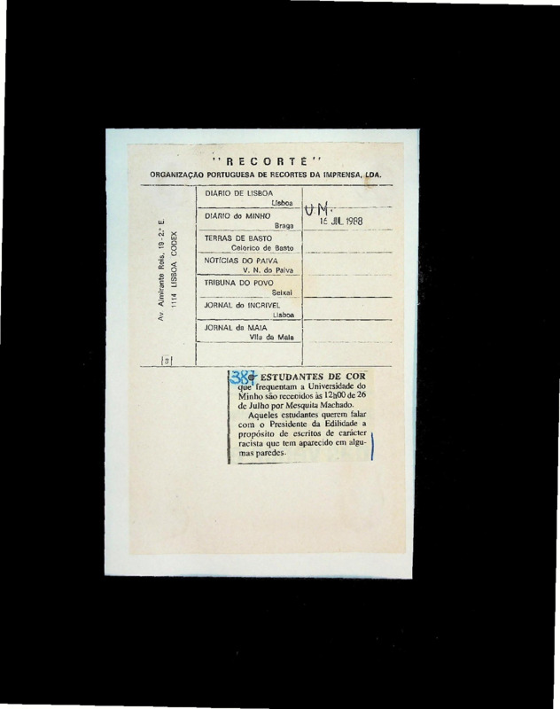  Estudantes estrangeiros na U. M. 