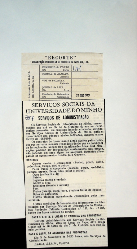 Serviços Sociais da Universidade do Minho - Serviços de Administração 