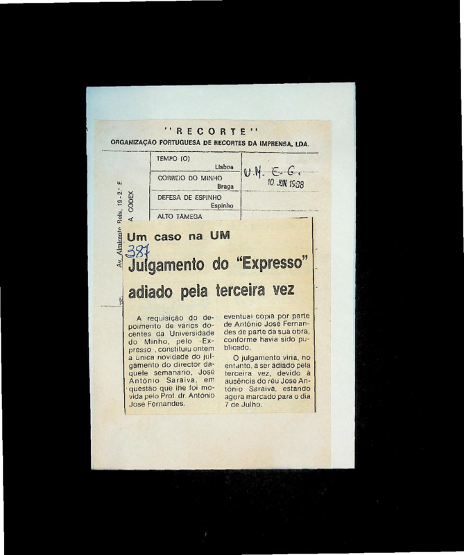  Um caso na UM: julgamento do 
