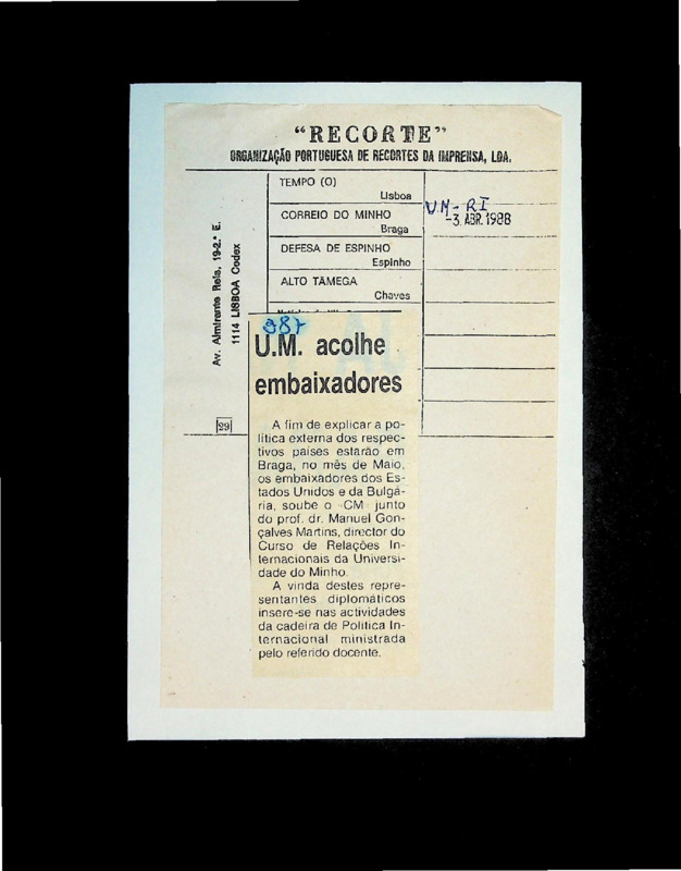  U.M. acolhe embaixadores 