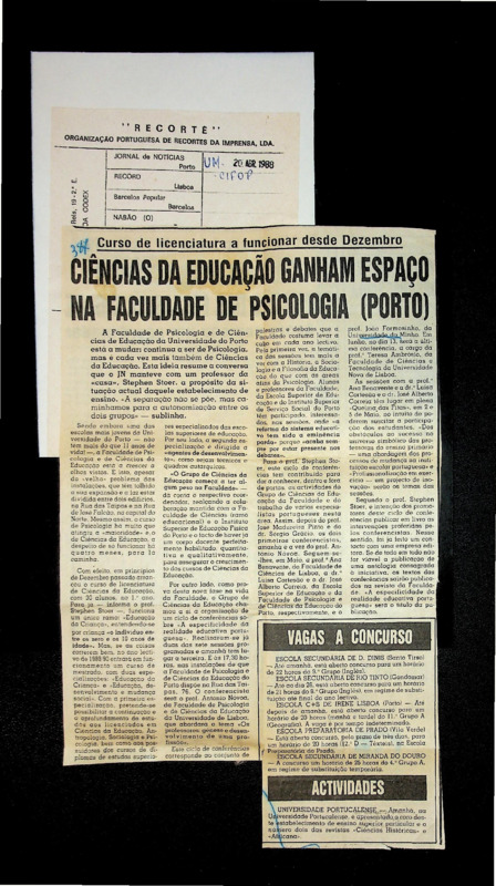  Curso de licenciatura a funcionar desde Dezembro: Ciências da educação ganham espaço na Faculdade de Psicologia (Porto) 