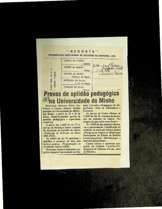  Provas de aptidão pedagógica na Universidade do Minho 