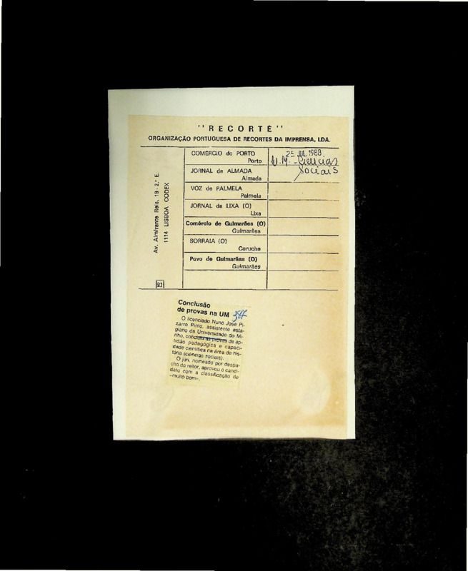  Conclusão de provas na UM 