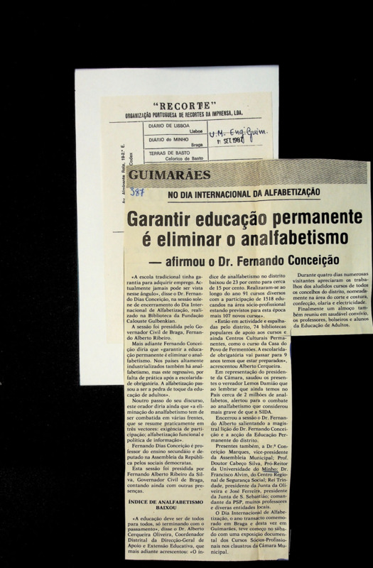  Garantir a educação permanente é eliminar o analfabetismo - afirmou o Dr. Fernando Conceição 