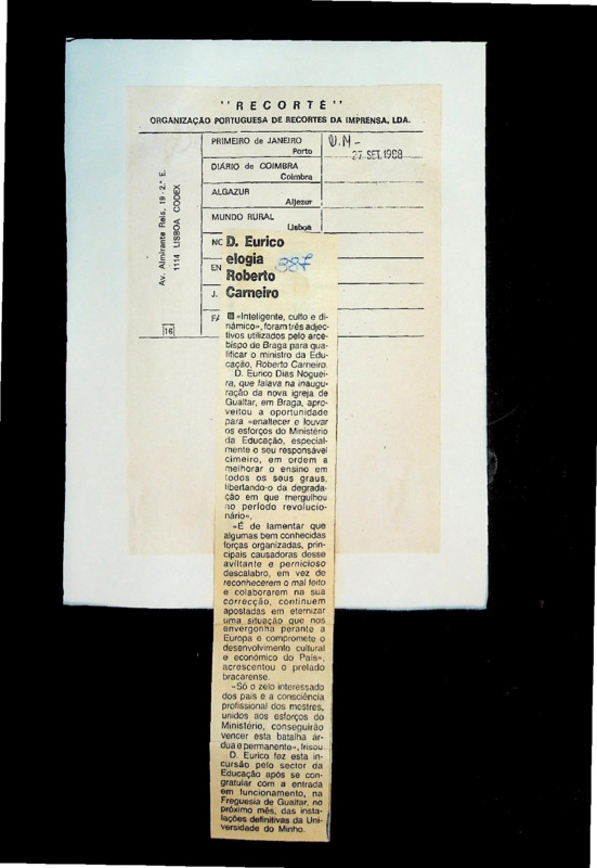  D. Eurico elogia Roberto Carneiro 