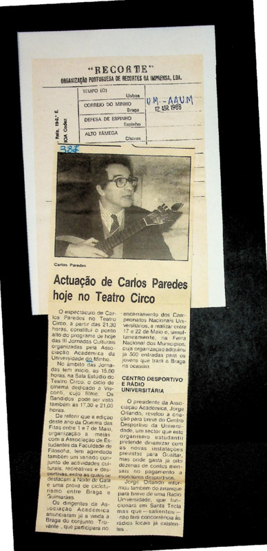  Actuação de Carlos Paredes hoje no Teatro Circo 