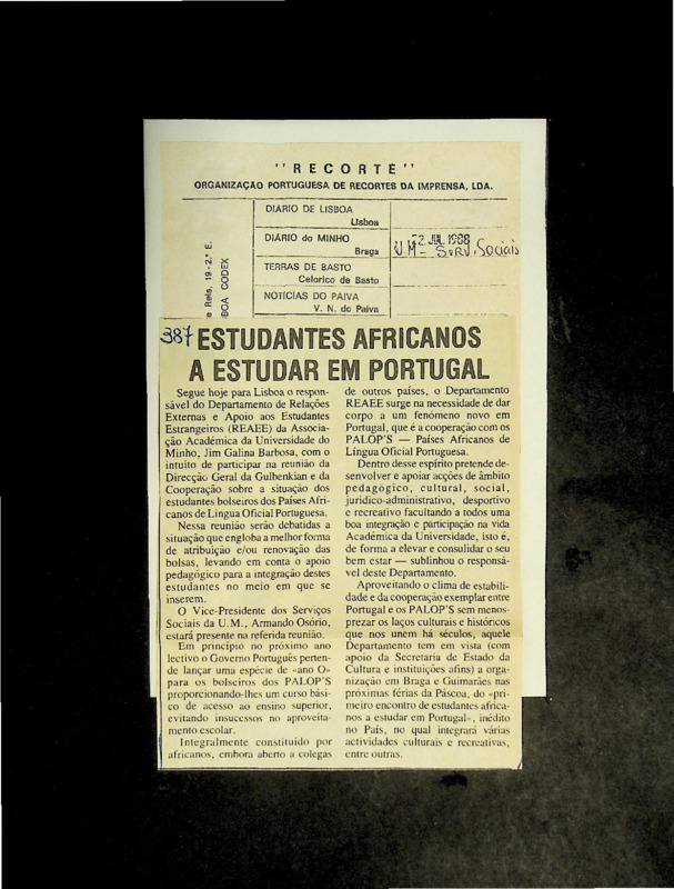  Estudantes africanos a estudar em Portugal 