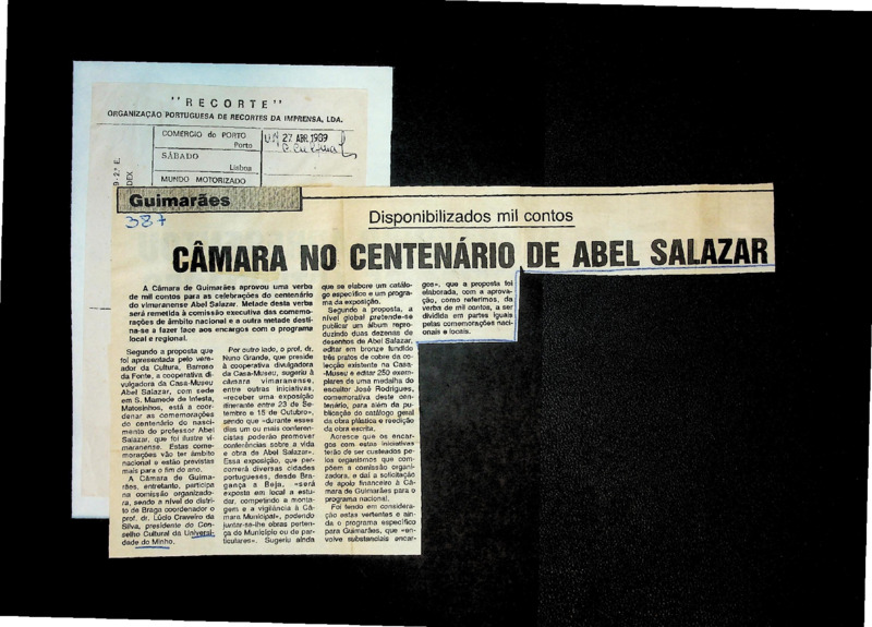  Câmara no centenário de Abel Salazar 