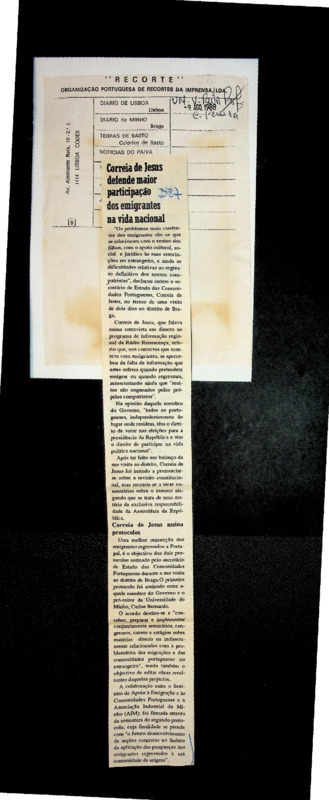  Correia de Jesus defende maior participação dos emigrantes na vida nacional 