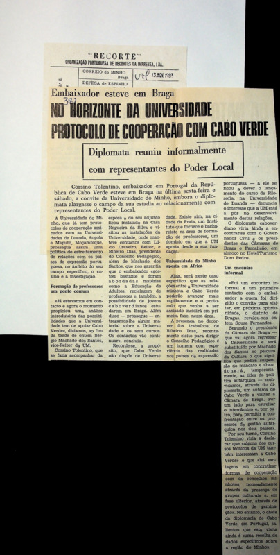  Embaixador esteve em Braga - No Horizonte da Universidade protocolo de cooperação com Cabo Verde 