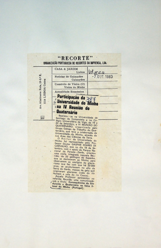  Participação da Universidade do Minho na IV Reunião do Quaternário 