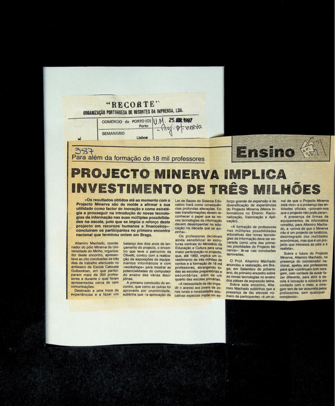  Para além da formação de 18 mil professores: Projecto Minerva implica investimento de três milhões 