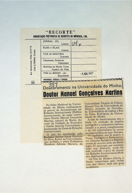  Doutoramento na Universidade do Minho - Doutor Manuel Gonçalves Martins 