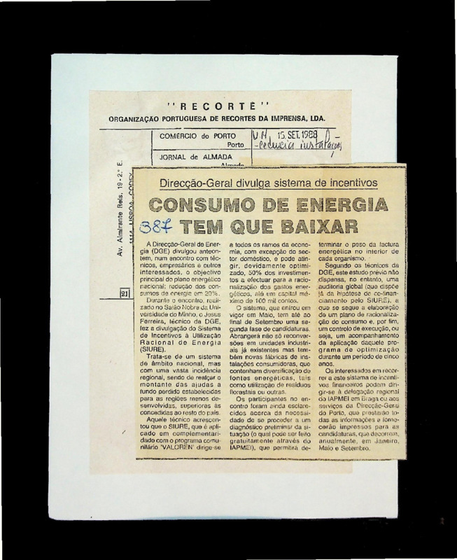  Direcção‑Geral divulga sistema de incentivos: consumo de energia tem que baixar 